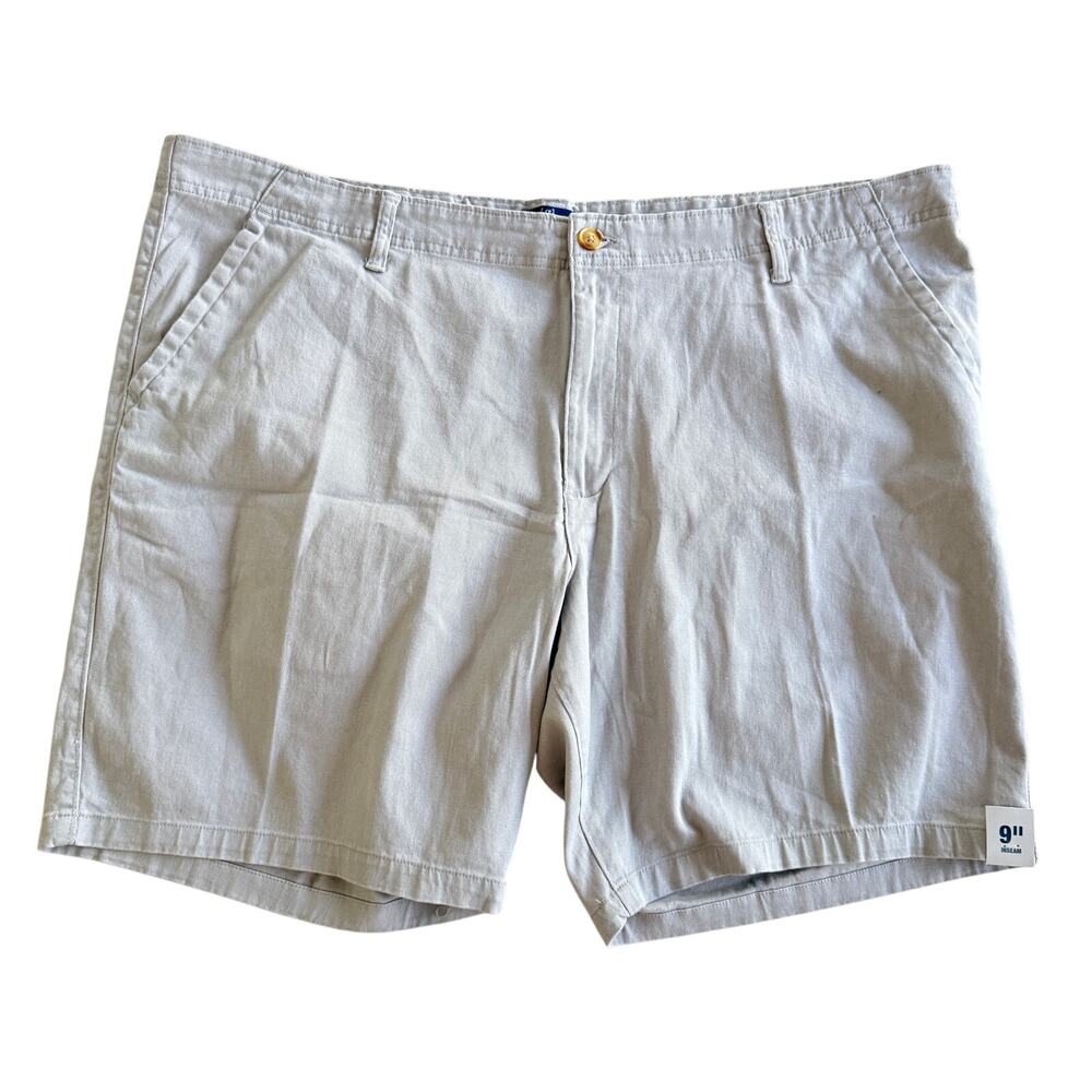 George Mens Chino Shorts Size 46 Light Gray Flat Front Chino Shorts